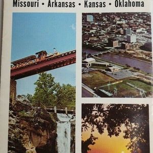 Vintage 1969 Oklahoma Travel Map MO AR KS OK Ozark Frontier Vacation Trail